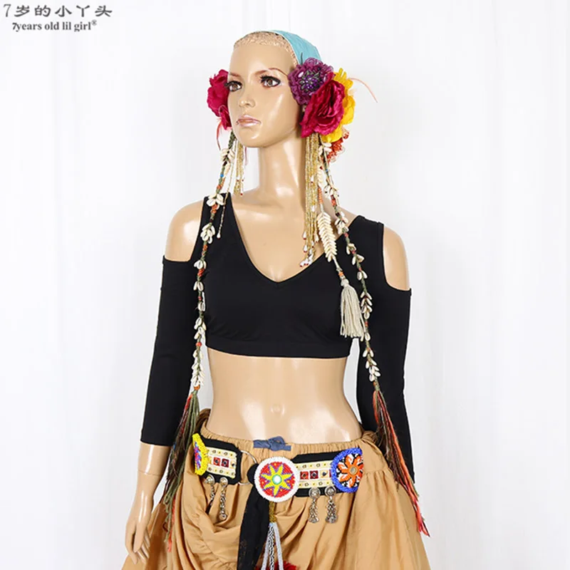 Lycra bavlna ATS Tribal Style Belly Dance Tops Sexy V Dizajn krku bez backle rukávov pre ženy pre ženy CGG01