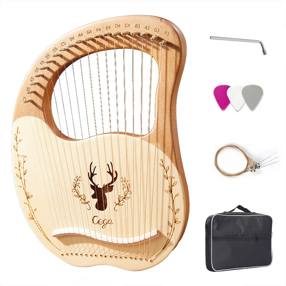 Lyre Harp 16 19 21 Strings Piano Harp Lyre Harp Drevená mahagónová hudobný nástroj Lyre Harp s ladiacimi kľúcmi náhradnými reťazcami