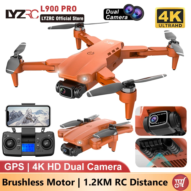 Lyzrc L900 Pro GPS Drone 4K Profesionálny HD Dual Camera 5G WiFi Brushless Motor FPV QuadCopter Skladacie letecké fotografovanie Dron