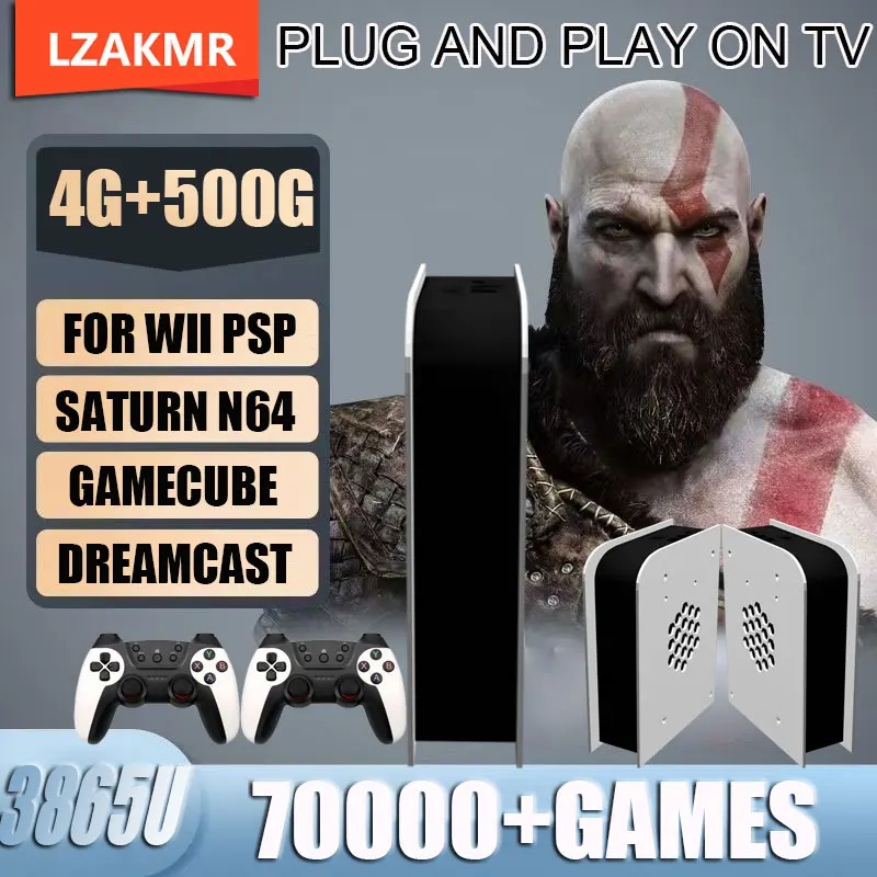 LZAKMR 500 GB Retro Game Console M15 Batocera 3865U 70000+hry pre Wii PS2 PSP GameCube N64 Darček pre deti bezdrôtovej rukoväte