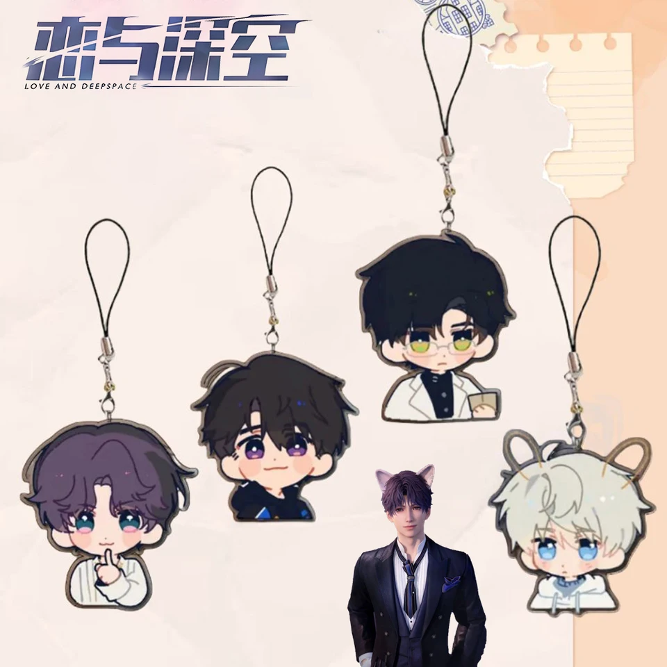Láska a Deepspace Xavier Zayne Rafayel Caleb Keychain Cosplay Lope Keyring Telefón retiazka karikatúry prívesok akrylové príslušenstvo