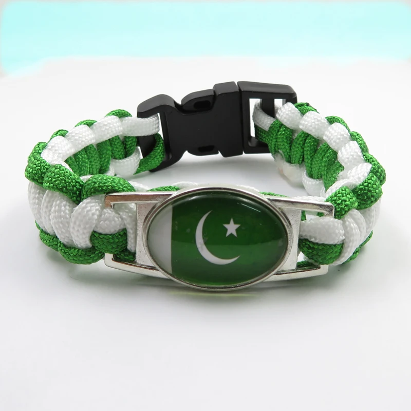 Láska Pakistan náramky ručne vyrábané kúzlo Pakistan Flag zabalenie Paracord náramky pre ženy a muži darček k šperku