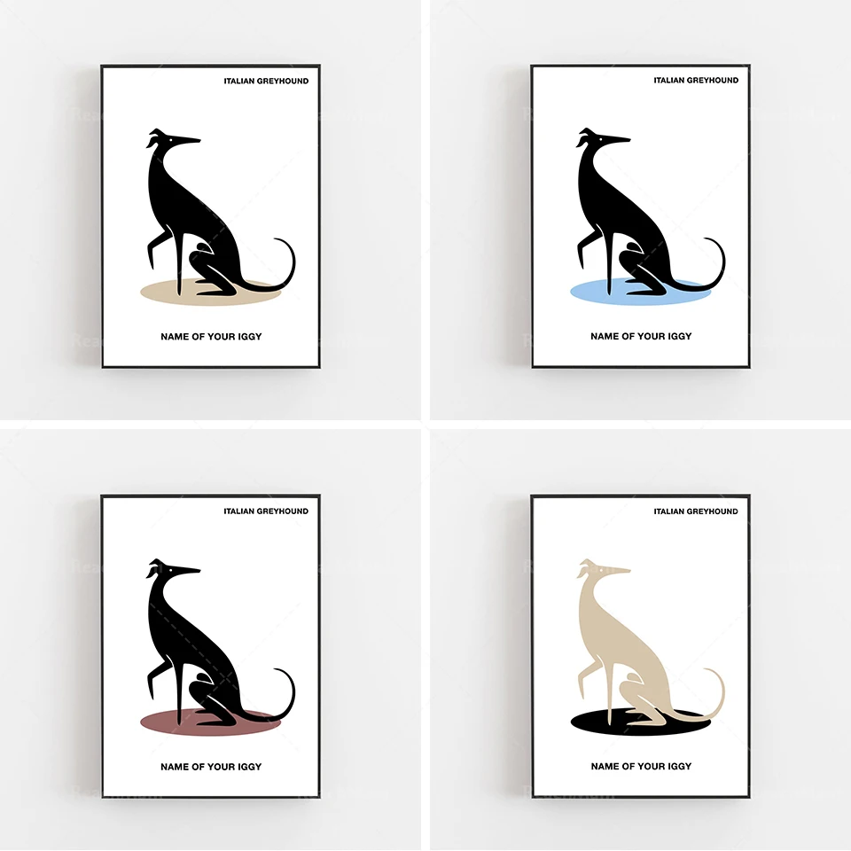 Lévrier Italien Personnalisé Personnalisé Minimaliste Affiche Cadeau Chien Whippet Abstrait
