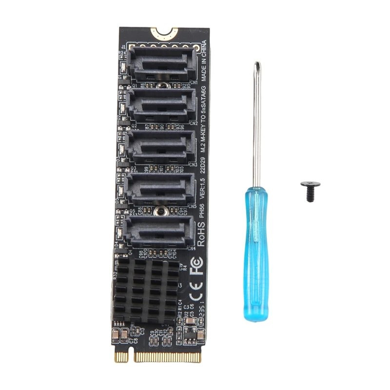 M.2 až NGFF 5 portov SATA3.0 Adapter karta JMB585 M.2 Kláves M SATA3.0 Expanzívna karta pre notebook PC