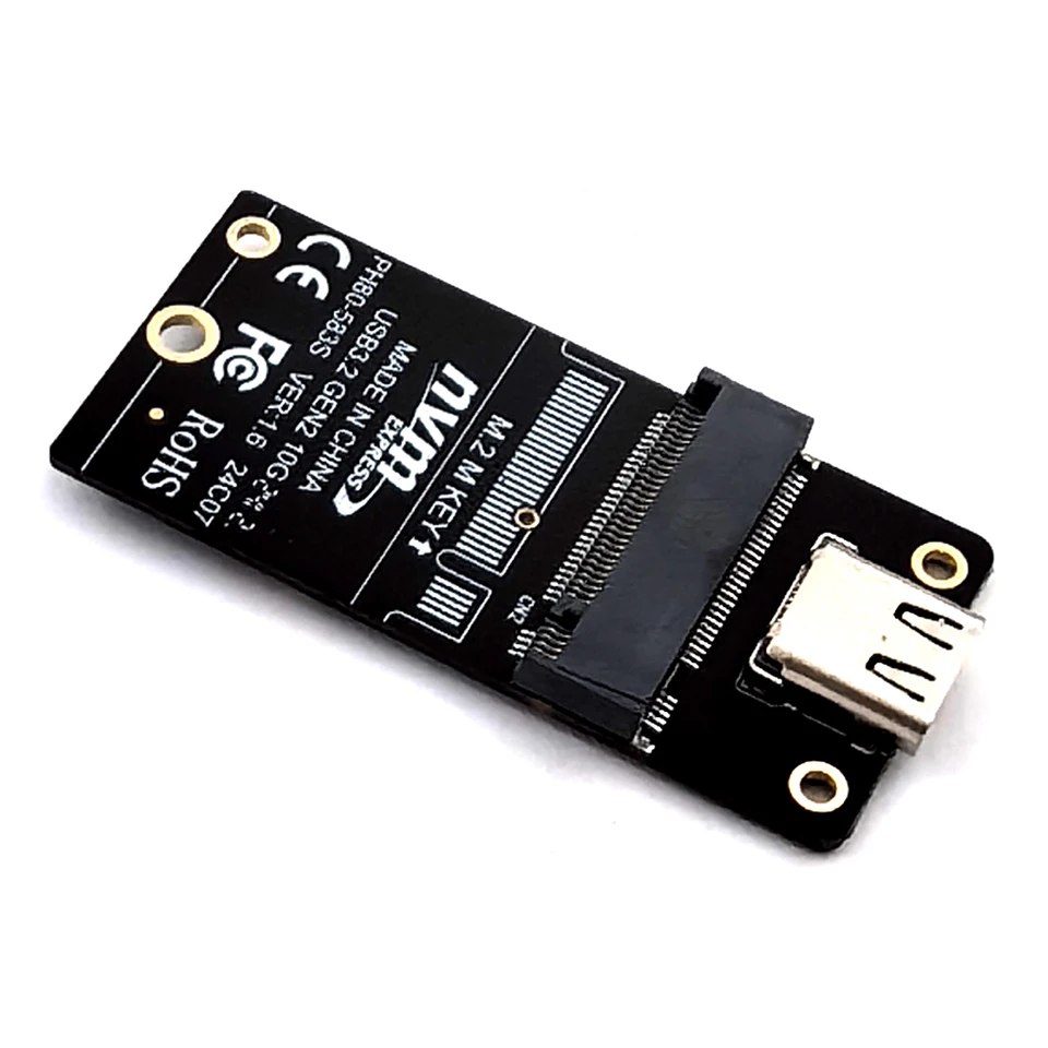 M.2 do dosky prevodníka puzdra typu C SSD JMS583 NVME Karta adaptéra pevného disku 10 GBPS 2230 2242 2260 2280 Veľkosť SSD