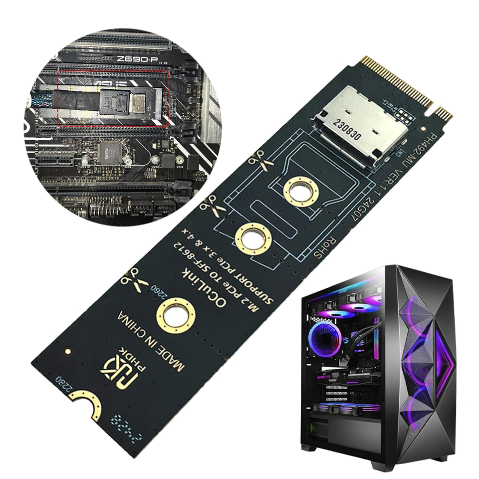 M.2 M KEY PCIE X4 SSD až U.2 SFF-8612 Adapter Card PCI-E M.2 M-Key Host pre SFF-8612 SFF-8611 Adaptér pre základnú dosku 2260