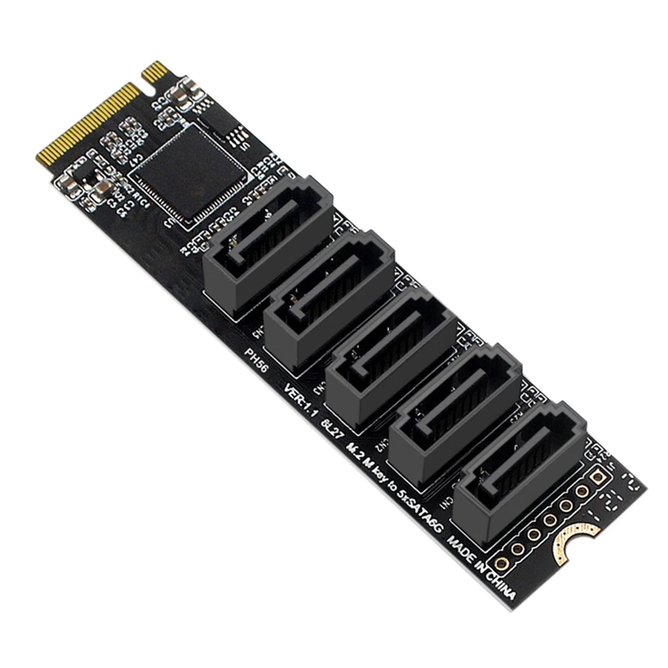 M.2 NGFF PCIE B-KEY SATA TO SATA 3.0 5 Port Expansion Card 6GBPS Adapter Card JMB585 Chipset M.2 NVME na SATA3.0