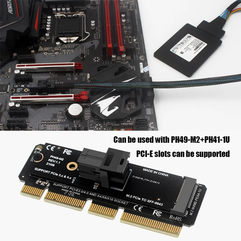 M.2 NVME až U.2 Riser Card MKey PCIEX4 na SFF8643 Expanzívna karta Vysokorýchlostné stabilné prenosové príslušenstvo pre stolný počítač