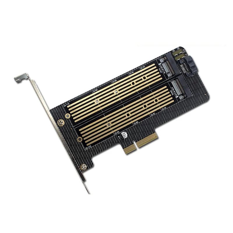 M.2 NVME NGFF SSD na PCIe X4 X8 X16 Slot Slot SATA Dual Disk Adapter Expansion Card podporuje zapojenie MKEY BKEY