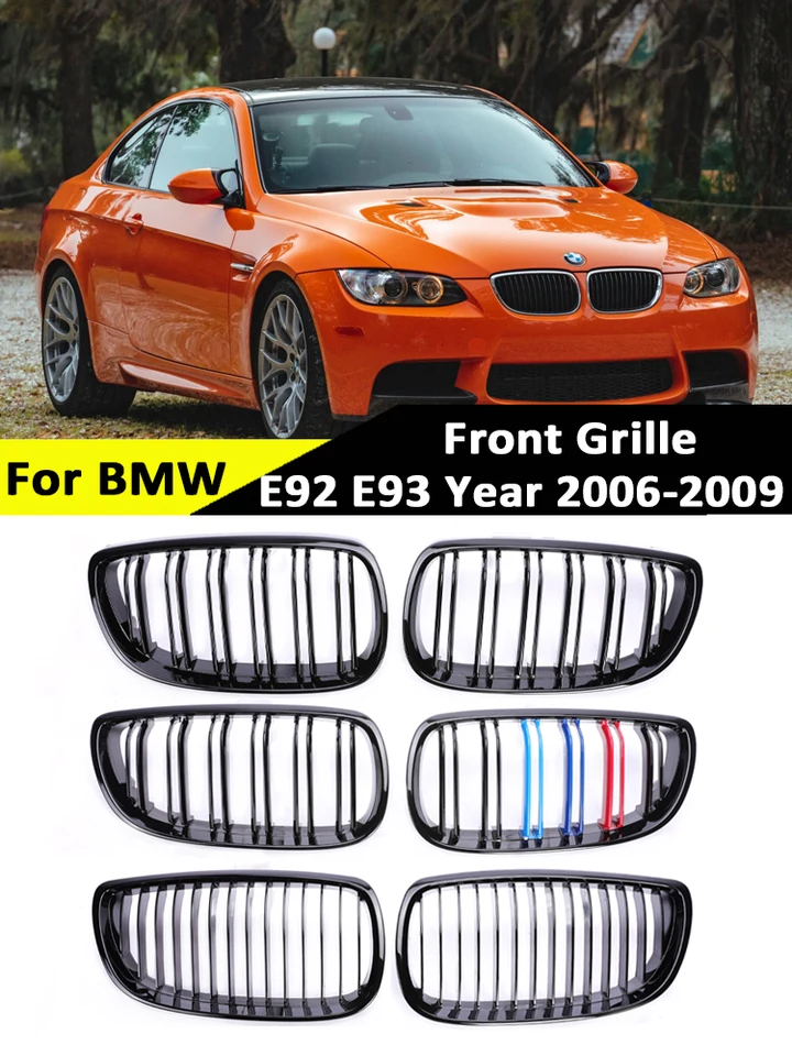 M farebný predný nárazník obličky Grills mriežky z mriežky pre závodné vlákno pre dané časti pre BMW 3 séria E92 E93 2005-2009 325i 328i 330i