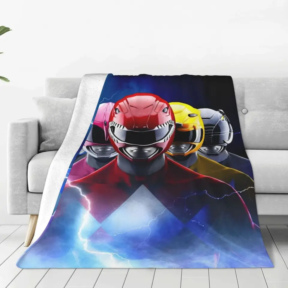 M-Mighty Morphin Cartoon P-Power Rangers Flanel Deka Warm Soft Trow Devate pre obývaciu izbu dekoratívne pohovka posteľ
