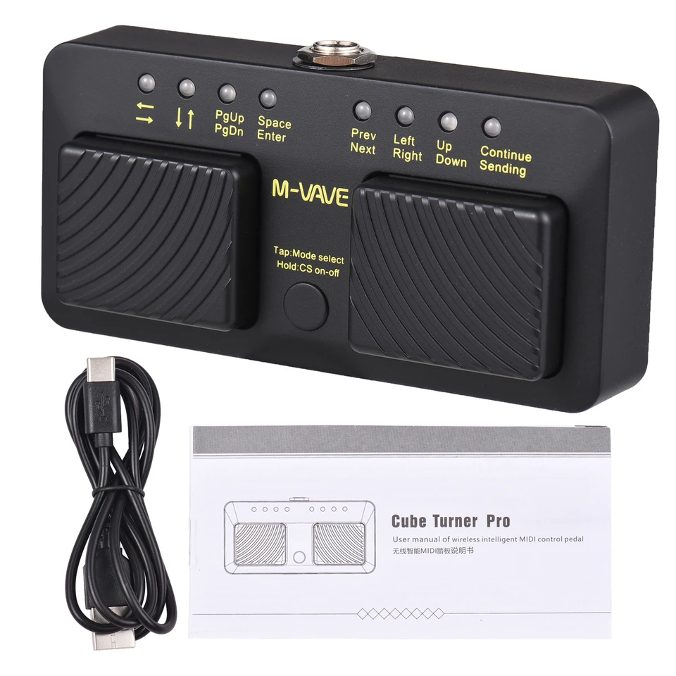M-VAVE Cube Turner Pro Nabíjateľný bezdrôtový inteligentný midi ovládací pedál Pedál Turner Pedál Hudobný hárok Turner