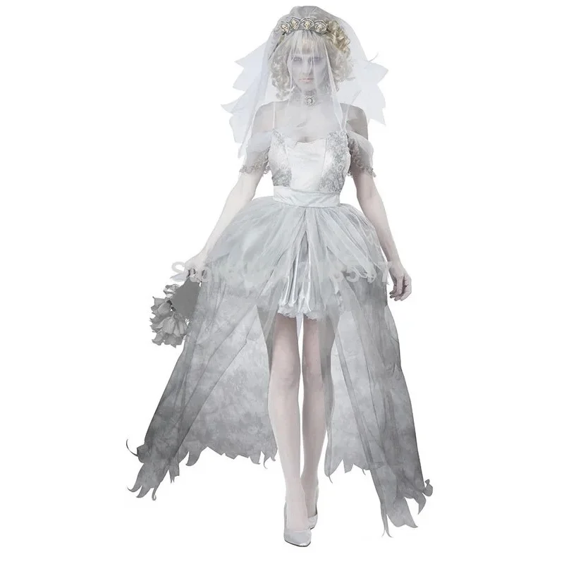M-xxl ženy upír Zombie šaty dekadentné temné duchové nevesty štýl strašidelné kostýmy Halloween kostýmy cosplay pre ženy dievča pa10