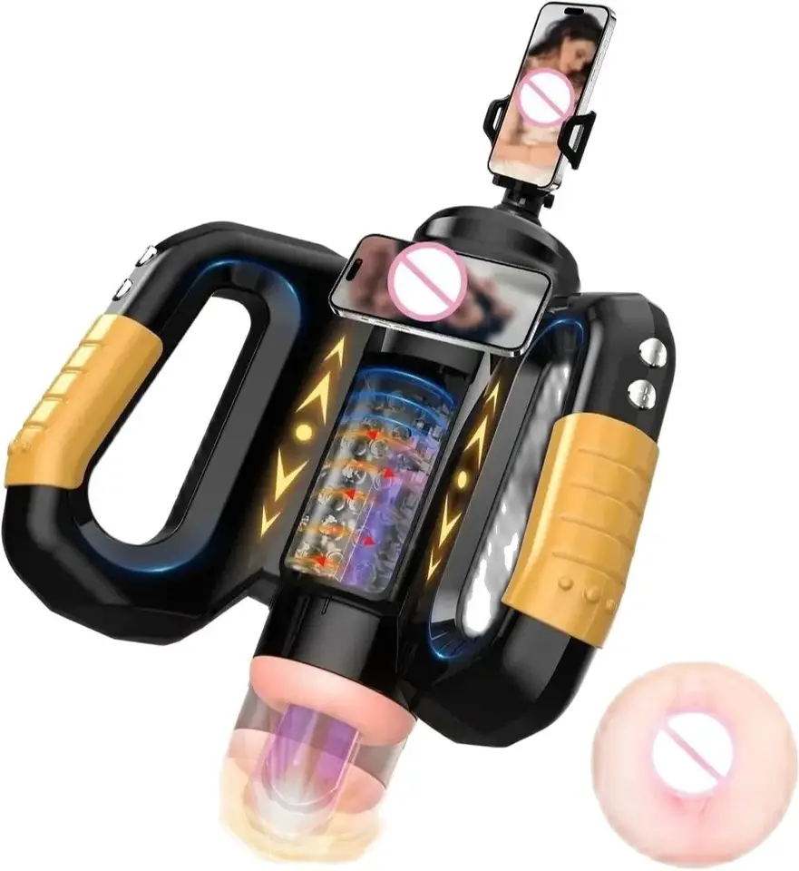 M01 Strong Motors Dva rukoväte držiak telefónu Výkonný masturbačný pohár Nástroj Rotujúce stonanie penis tréning mužského masturbátora