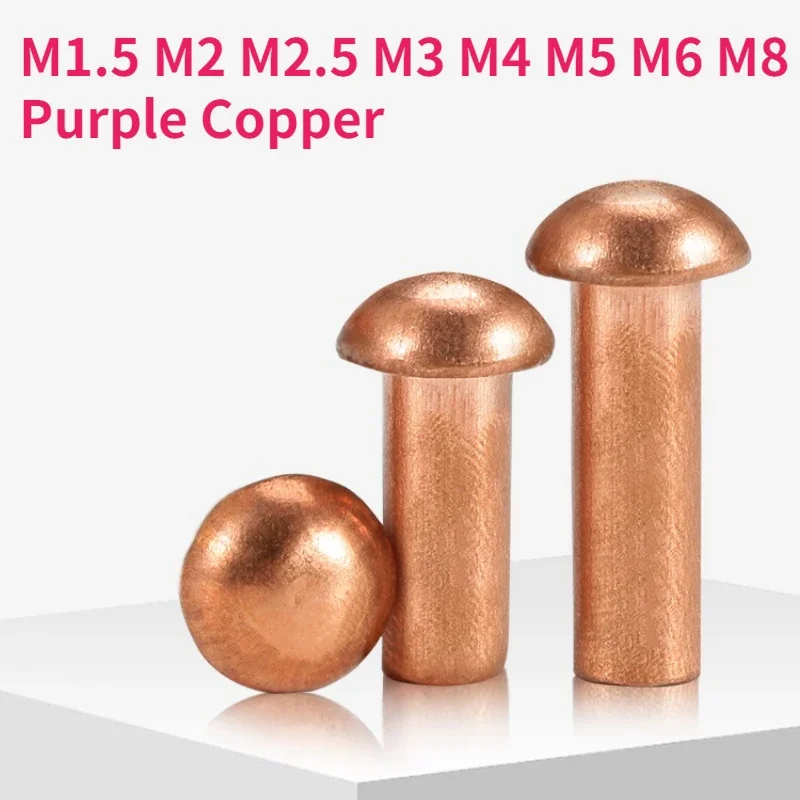 M1,5 m2 m2,5 m3 m4 m5 m8 m8 Purpurová medená gombíka okrúhla kruhová čiapka Medená pevné nity GB867
