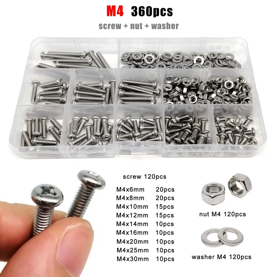 M1,6 m2 m2,5 m3 m4 m5 m8 m8 GB818 304 A2 Nerezová oceľ krížový Phillips okrúhle panvové skrutky skrutkovačka matica matica Mix Set Kit