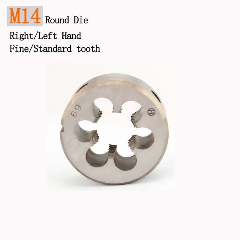 M14 Round Die Ruka Z ľavej ruky Nástroj na metrickú vlákno pre kov Pracuje 14 mm jemný štandardný zub M14x2 M14x1 M14x1.25 M14X1.5