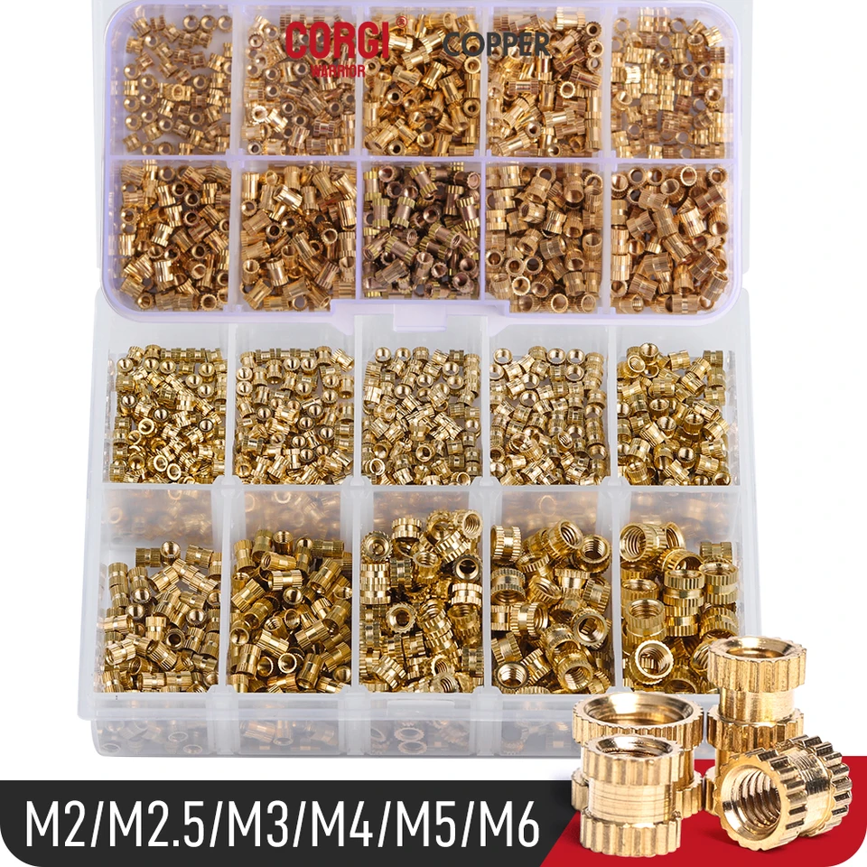 M2 m2,5 m3 m4 m5 m6 mosadz Teplo vložte sortiment sortiment sort s hot topil nutinsert závitk