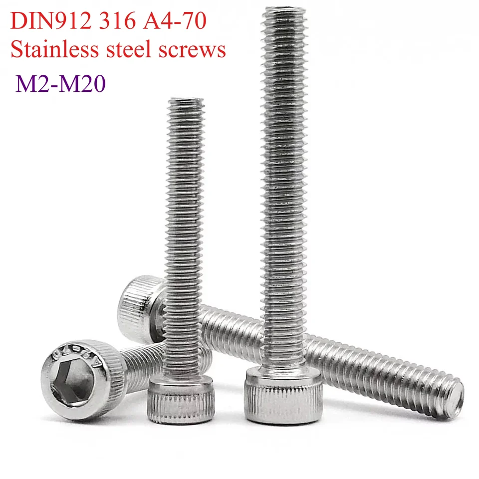 M2 m2,5 m3 m4 m5 m8 m8 m10 din912 316 A4-70 Nerezové skrutky