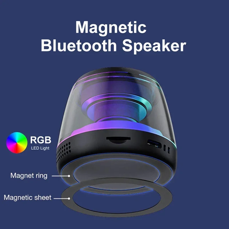 M2 Magnetic Bluetooth Reproduktor RGB Mini Prenosný reproduktor Magnetický držiak na telefón prsteň Ring Wireless Sound Box Bluetooth Reproduktor Tower Tower