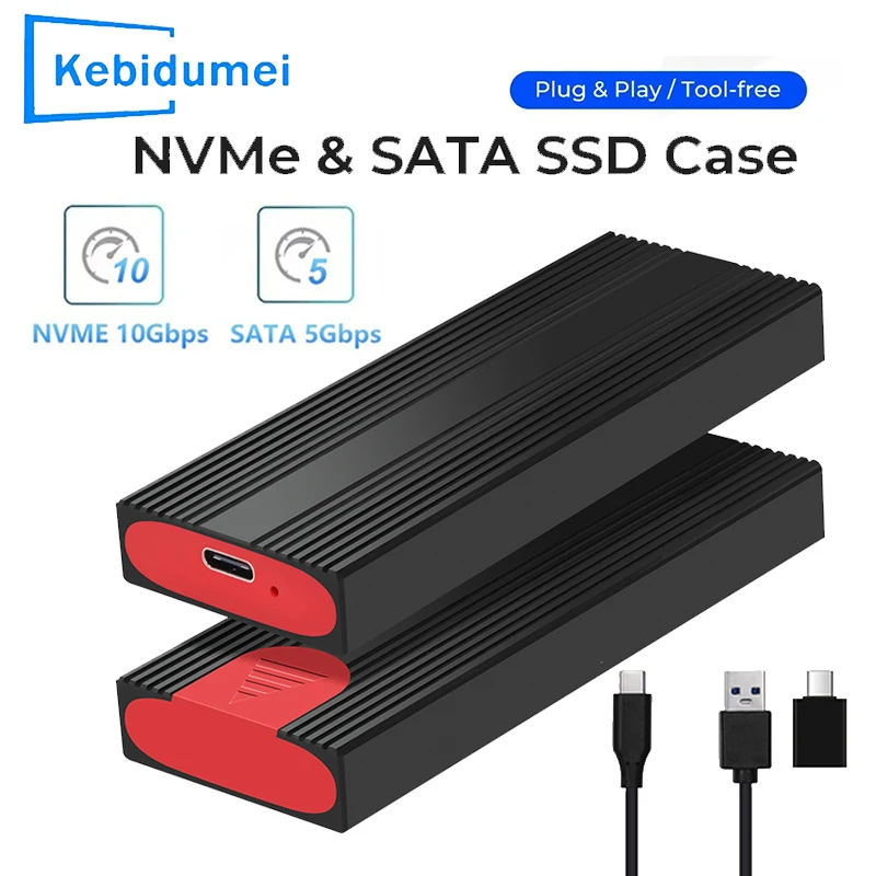M2 NVME/SATA SSD CONSTROSURE 5/10 GBPS PCIE SSD CASE prenosné box USB do typu C Nástroj zadarmo externý externý adaptér pevného disku pre M.2 SSD