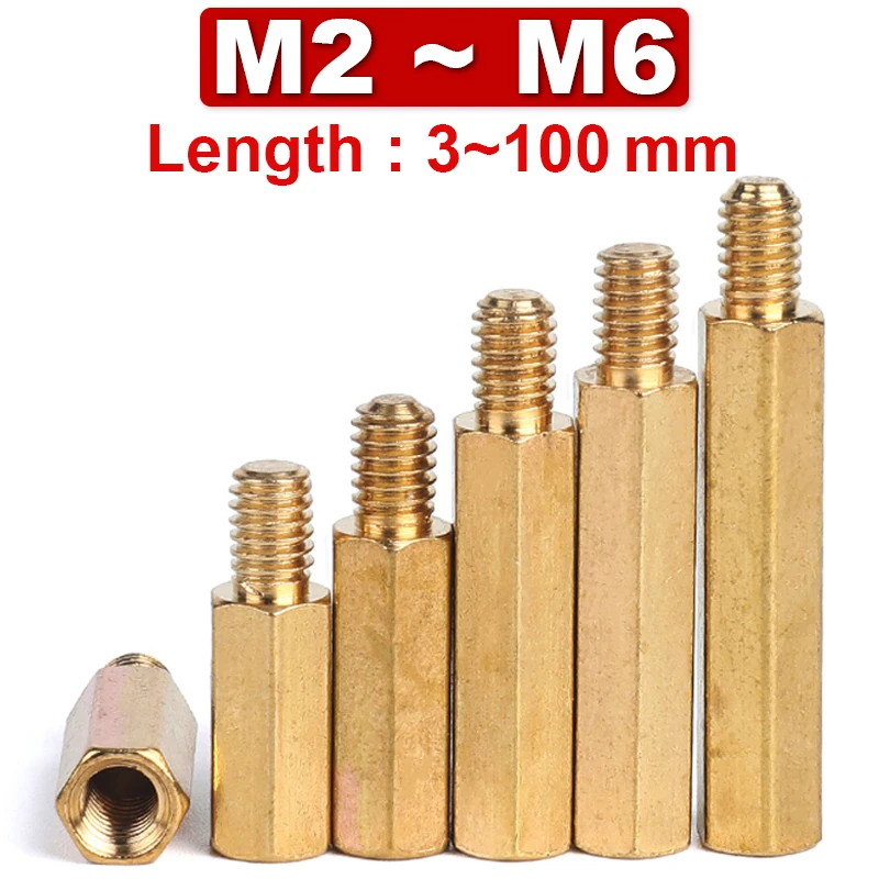 M2M2.5M3M4 ~ m6 mosadz hex hex Mužské ženské pätkové dosky Stud Metric Hexagon závitového stĺpu PCB PCB SCRET SCRET skrutky 3 ~ 100 mm