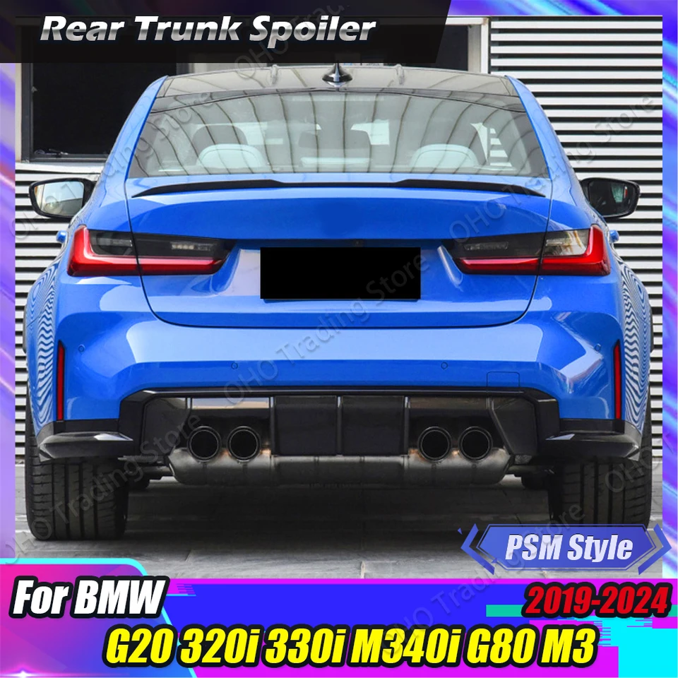 M3 STYLE KONTROLA Zadný spoiler strecha pre kmeň pre BMW 3 Series G20 G28 G80 320I 325I 330I M340I 2019-2024 TRES TRICK Čierna súprava BLOSE Body
