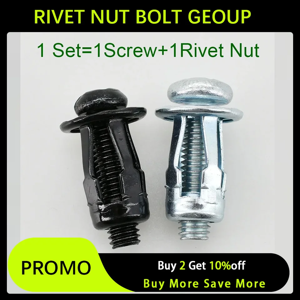 M4 m5 m6 m8 Rozšírenie okvetného lístka kovový nit nit matica sada Molly Jack Nut Suct Set Upevniteľné svorky Popové matice pre poznávaciu značku automobilu