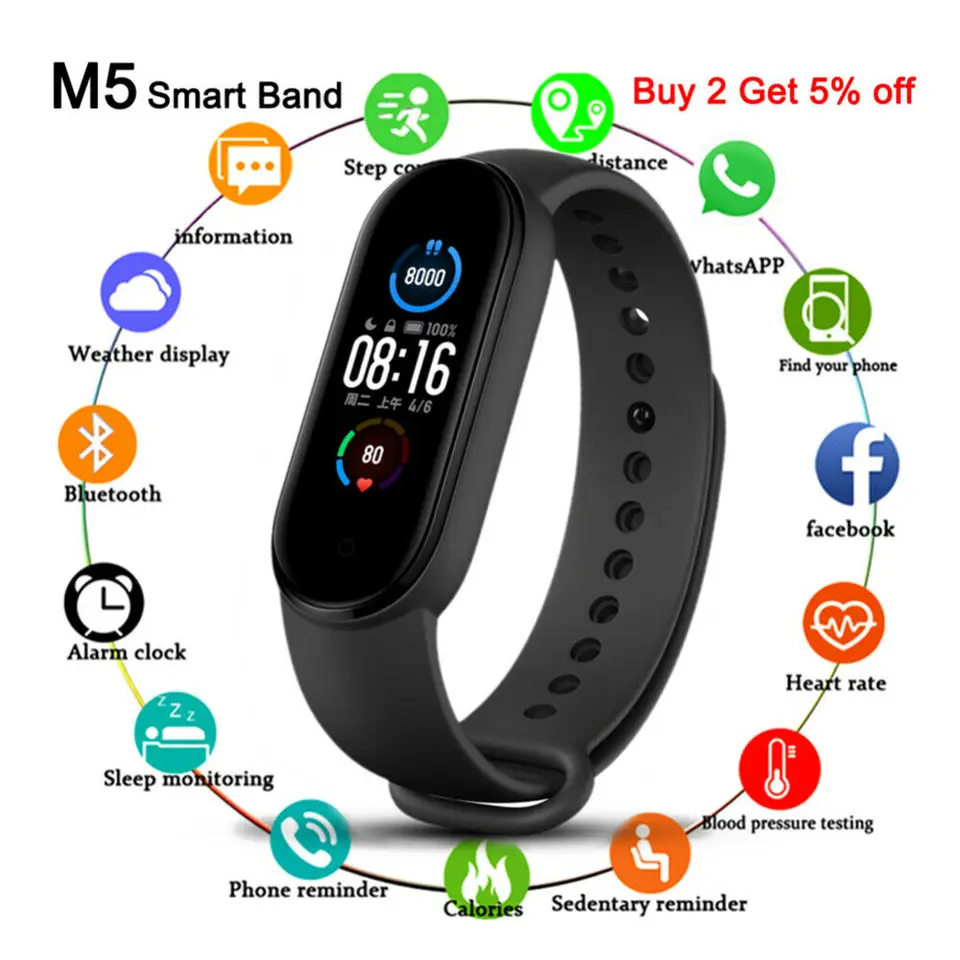 M5 Smart Band Bracelet IP67 nepremokavý Smarthwatch Blood Tlak Fitness Tracker SmartBand Fitness náramky