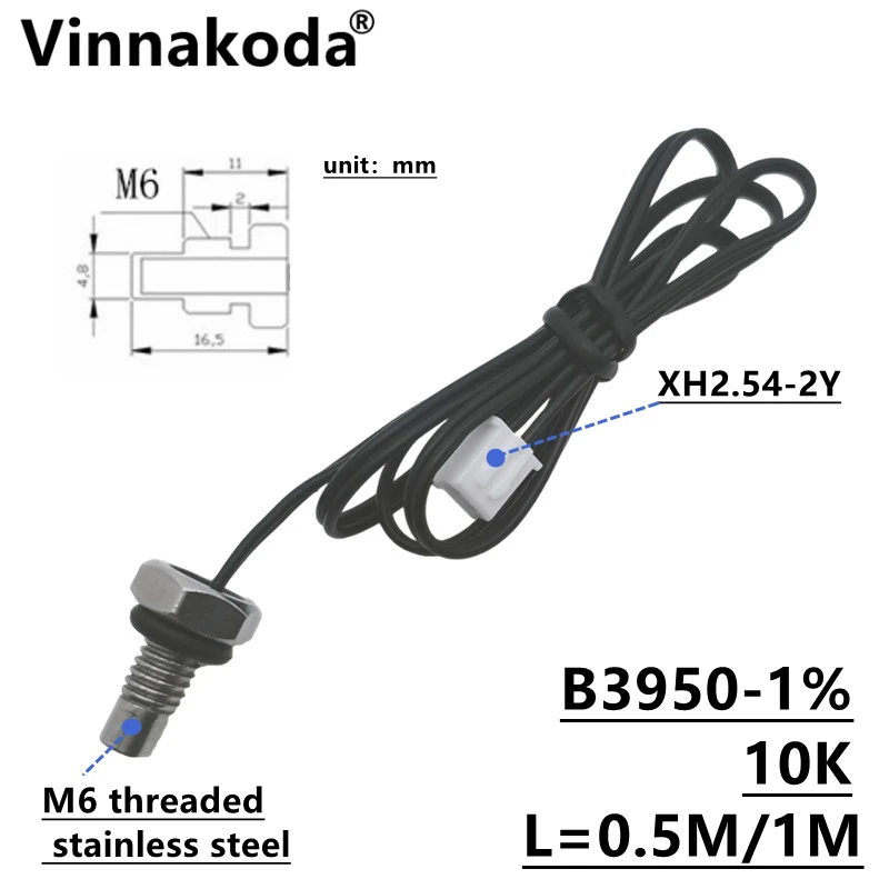 M6 snímač teploty závitu 304 sonda z nehrdzavejúcej ocele 10k B3950 NTC TERMISTOR 50 cm/1m