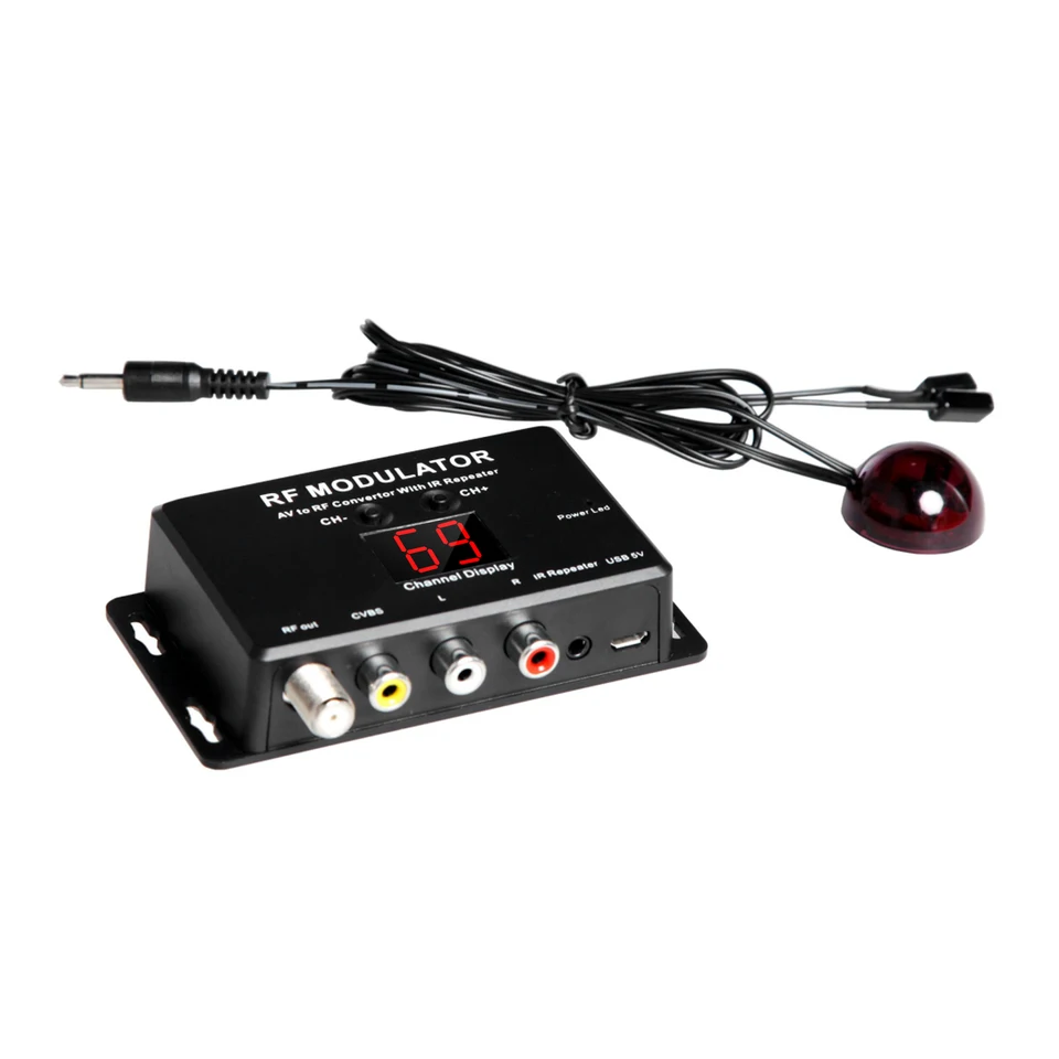 M60IR/M60 RF Modulátor Professional AV až RF Convertor s IR opakovačom podporuje formát televízie PAL NTSC pre set top box DVR DVD