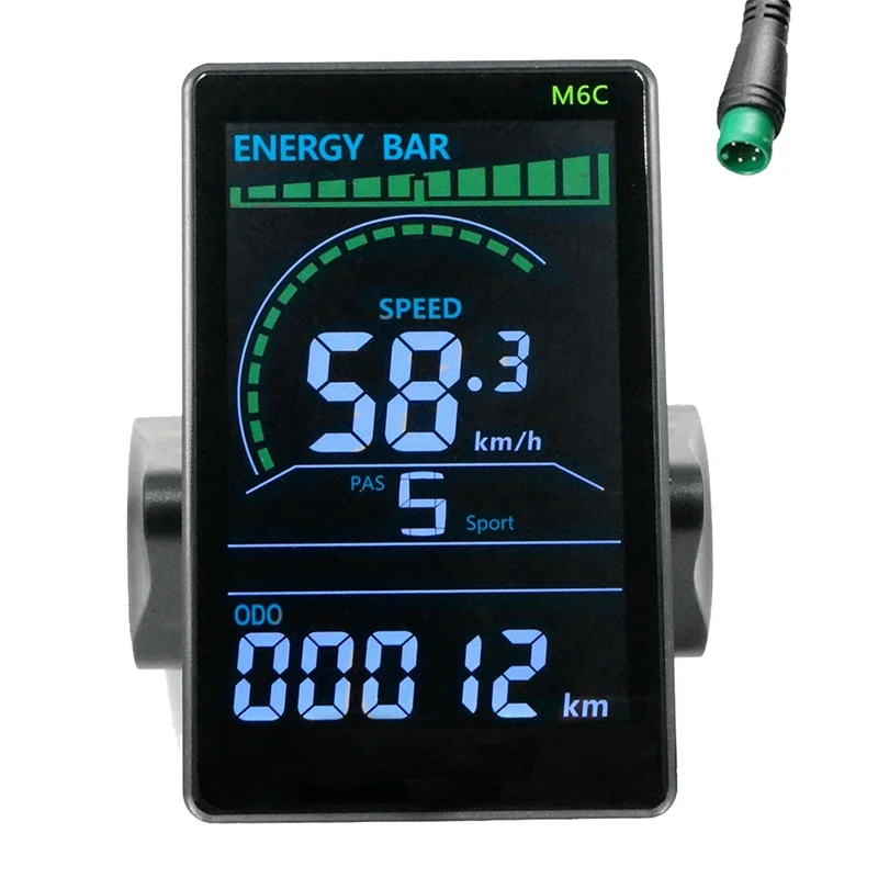 M6C Electric Bike LCD Display Meter 24V-60V E Scooter LCD Panel Color Color s USB pre horské elektrické bicykle (5pin)