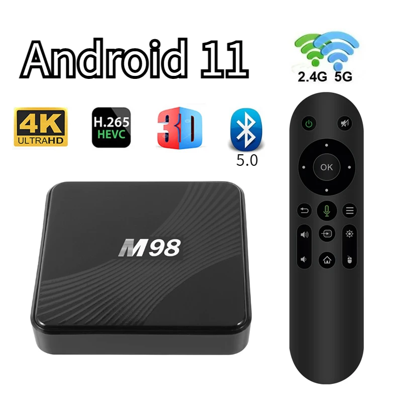 M98 TV Box Android 11 Amlogic S905Y4 Podporuje duálne WiFi 4G 5G BT 5.0 ATV HD 4K 3D AV1 2GB 64GB SMART SMART BOX