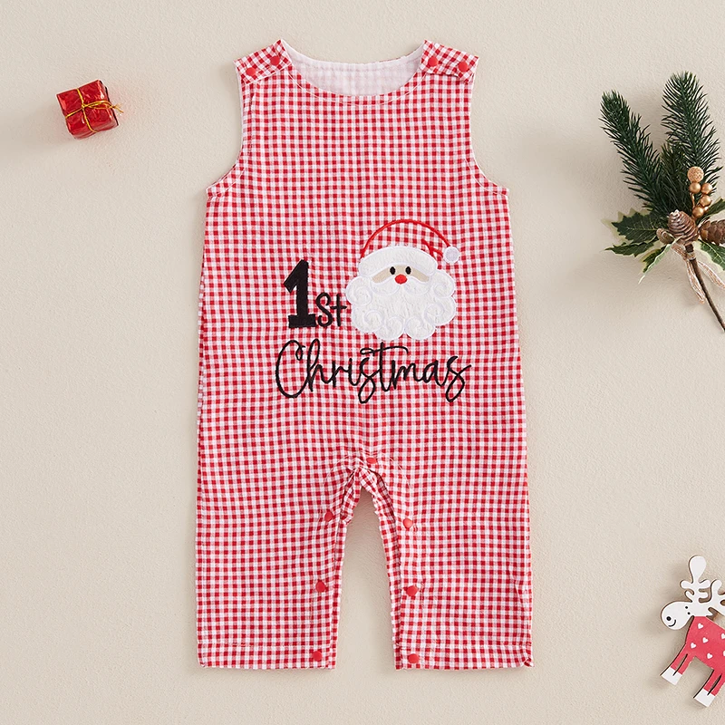 MA & Baby 0-18 m vianočné novonarodené dieťa Dieťa Dieťa Dievčatá celkovo batoľa Santa Letter Plaid Shipsuit Vianočné kostýmy