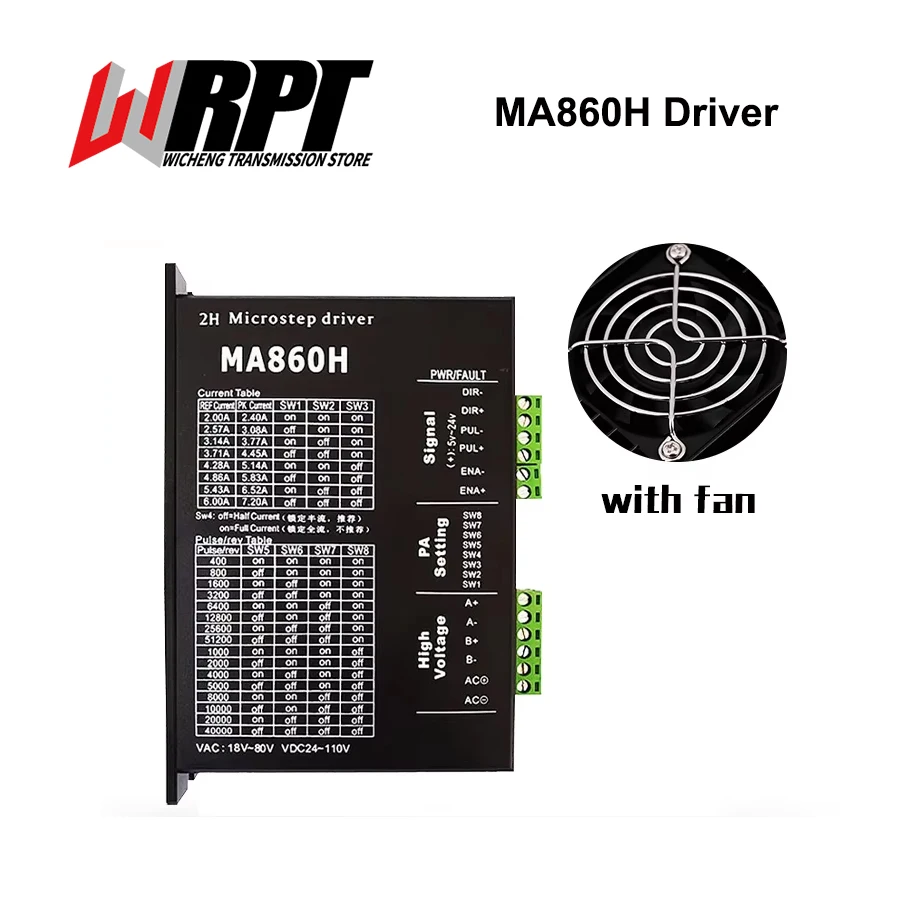 MA860H s ovládačom ventilátora DSP Digital NEMA23 NEMA34 Krokový ovládač Microstep Microstep Modul pre 2 fázu 86 motora