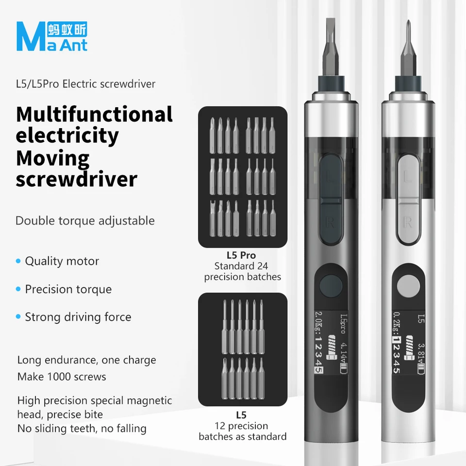 MAANT L5 Pro Intelligent Electric Screwdriver vhodný na elektrické zariadenie a dvojnásobný krútiaci moment mobilných telefónov