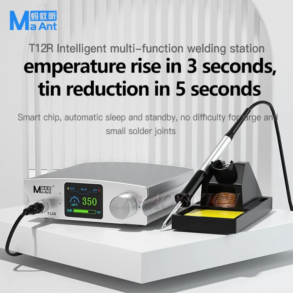 MAANT T12R Služovacia stanica 75W Mini Prenosná digitálna elektronická zváracia tabuľka 3 Druhé kúrenie s T12 vykurovacím jadrom I/J/SK