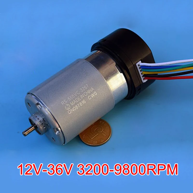 Mabuchi RS-555 RS-555VC-3267 24 V Vysoký krútiaci moment Tlačiareň Vŕtačka uhlíkovej kefy Nízka rýchlosť 555 h DC12V 36V 3200RPM-9800RPM