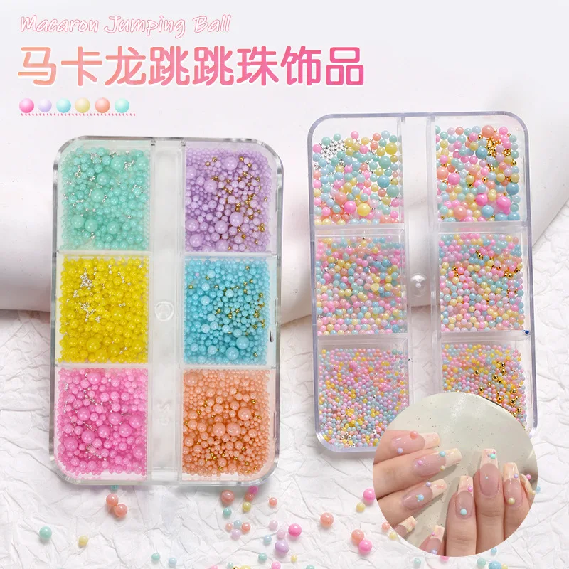 Macaron zmiešané bublinové guľôčky Guľové guľôčky kúzlo farebná živica cukrovinky kaviár Akrylové korálky pre DIY náplň 3d kawaii nechty dekorácie