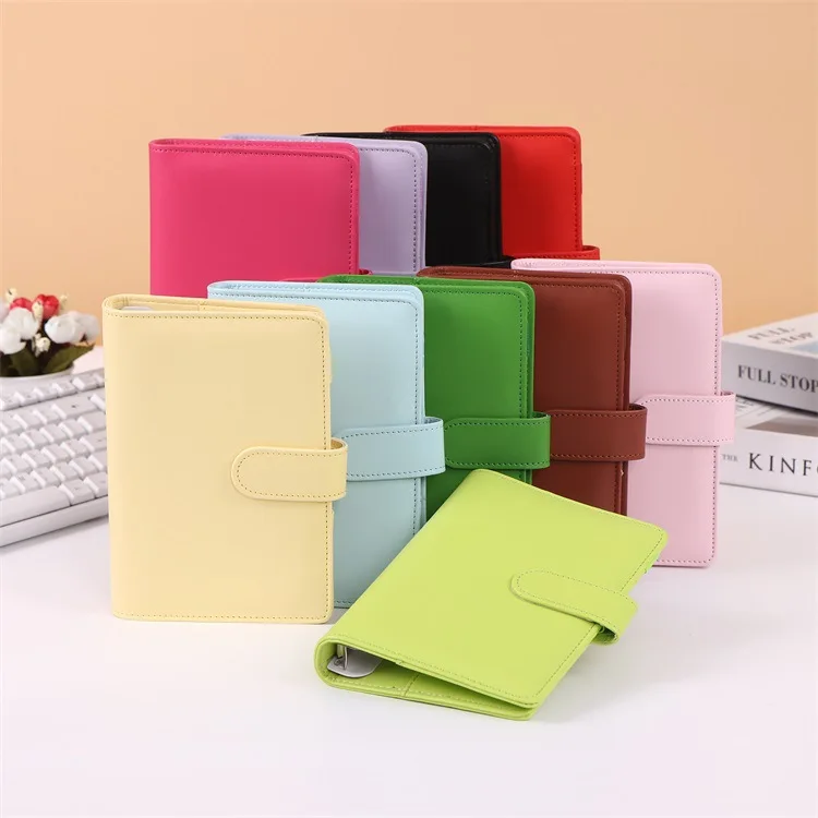Macaroon Color A6/A5 PU Koža DIY Binder Notebook Cover Denda Plánovač papierové krytie Školské kancelárske potreby