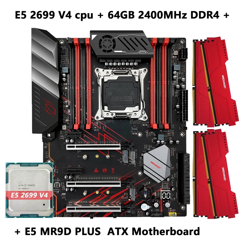 Machinista X99 MR9D plus súprava na základnú dosku LGA 2011-3 Intel E5 2699 V4 procesor CPU 64 GB (4*16g) DDR4 ECC RAM Pamäť ATX