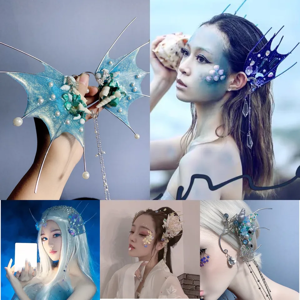 Mackerel Ear Mermaid Hair Clip Accessories Elf Cosplay rekvizity Mermaid Prom Photography Studio Princess Party