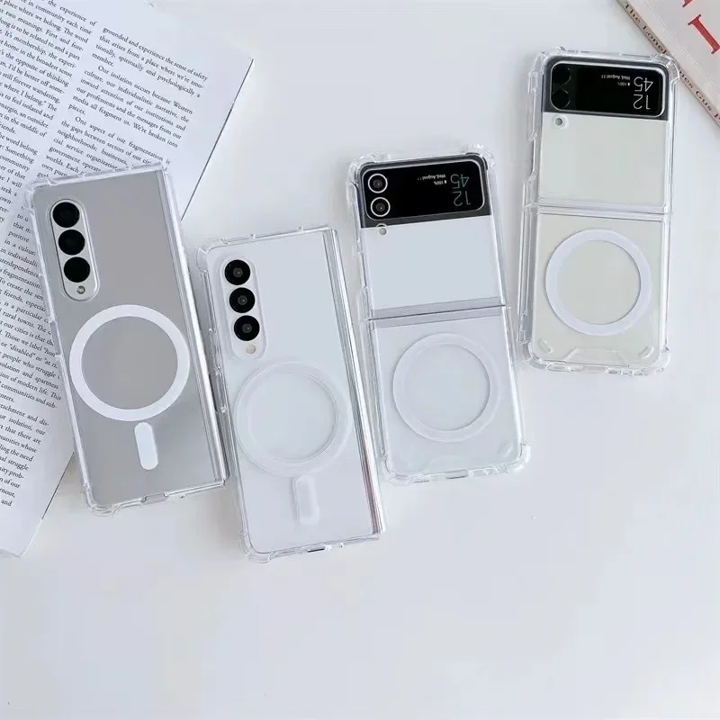 MACSAFE Clear Case pre Samsung Galaxy Z Flip 6 5 4 3 Z Pohyb 6 5 4 3 5G Bezdrôtové nabíjanie Magnetické kompatibilné s krytom Magsafe
