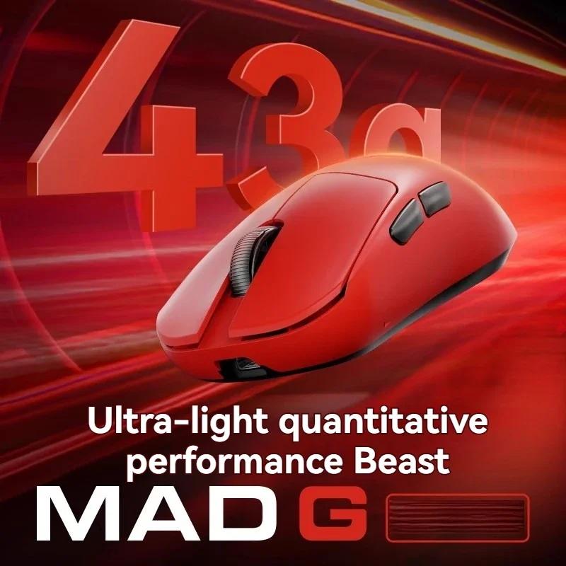 Mad G Wireless Mouse Mouse Dual Mode Presná PAW3395 Senzor 8k Hz Ergonomická ruka Comfort Ultra ľahký počítačový herný herný periférny myš myš