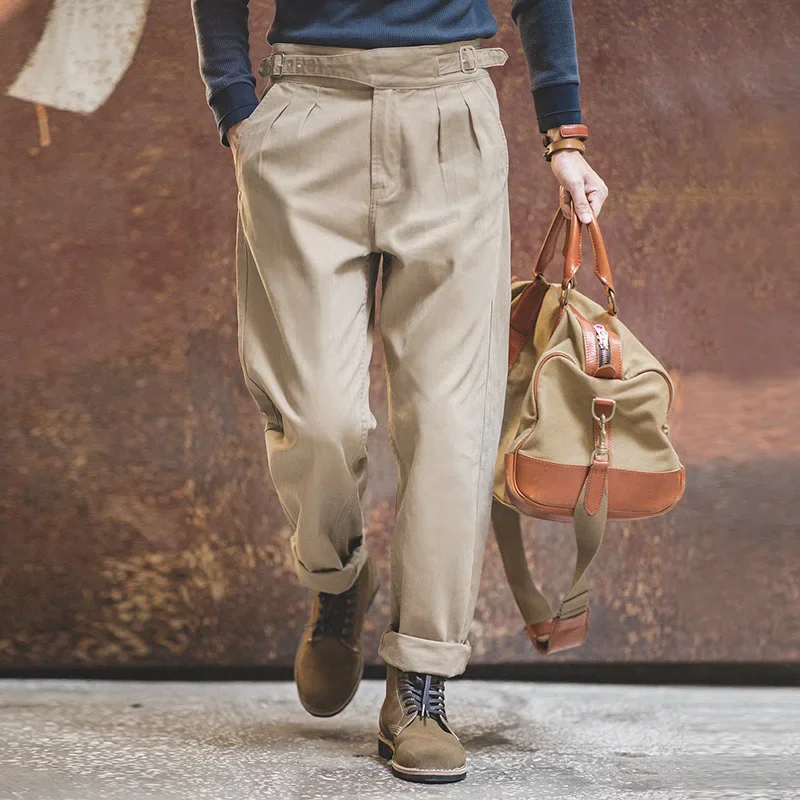 Maden Elastic Casual Pants Pánske práce na nákladoch nohavíc Vintage High Asa Classic Rovné nohavice na jeseň Zimné zimné mužské nové spodky