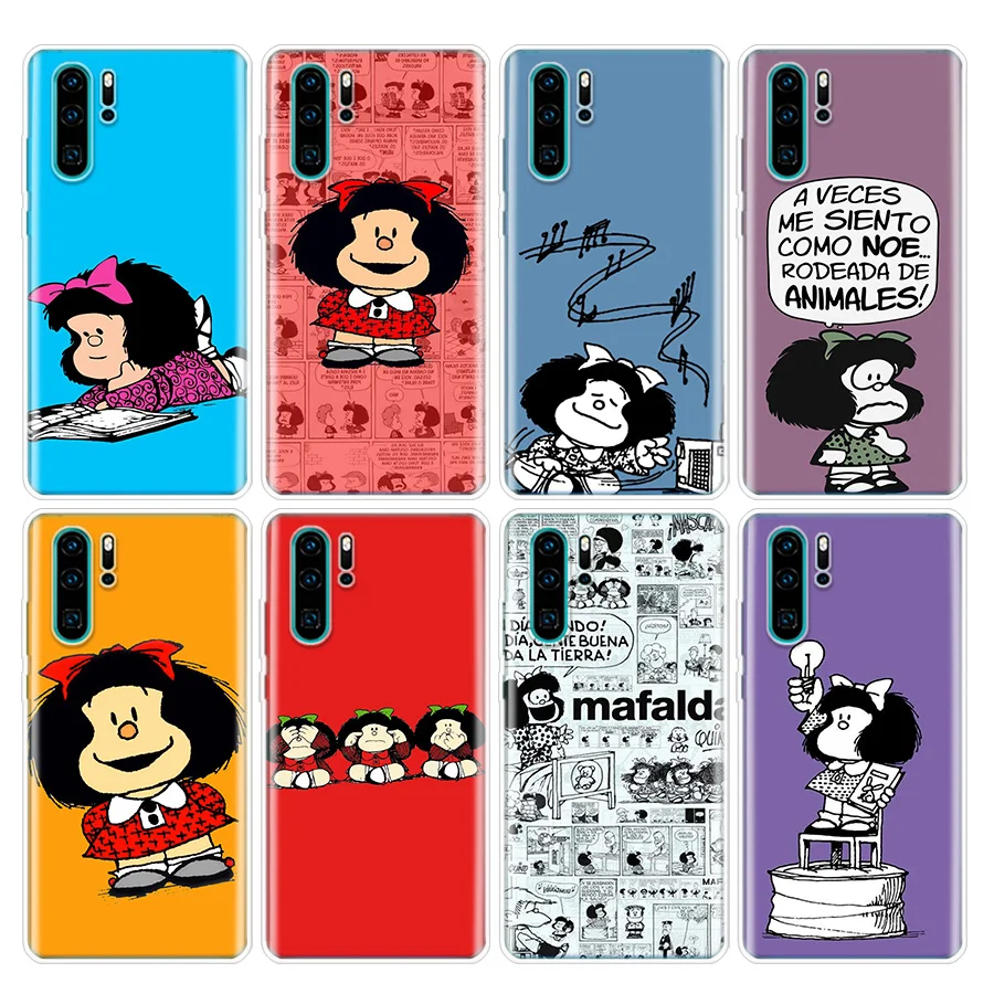 Mafalda Anime Telefon Pase pre Huawei P30 Lite P40 P20 P10 P50 Mate 10 20 30 40 Pro Art Pattern Soft TPU Back Cover Fundas