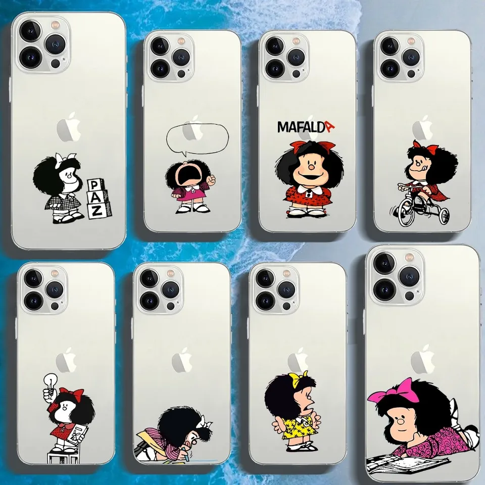 Mafalda Cartoon Telefón pre iPhone 16 15 11 13 14 Pro Max 7 8 Plus x xr xs Max SE2020 12mini Priehľadný obal