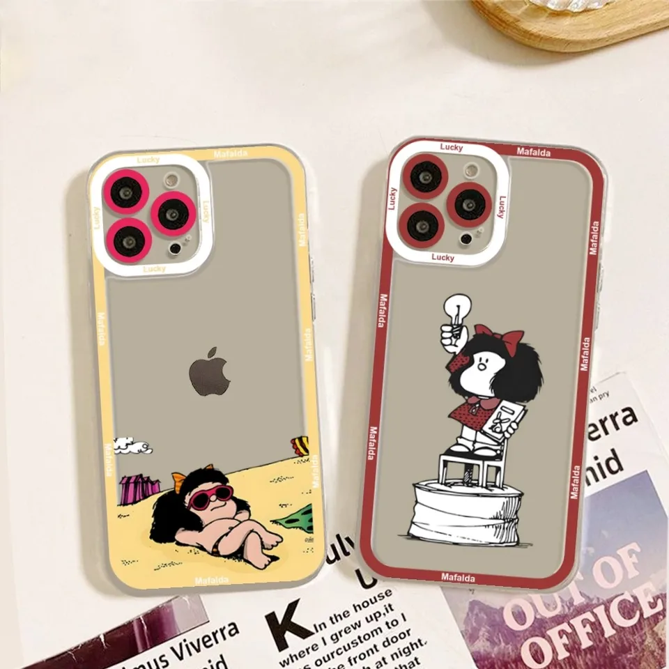 Mafalda telefónny prípad pre iPhone 11,12,13,14,15,15 Pro, 13 Promax, 14 plus, 15 mini, 16,16plus, 16Promax