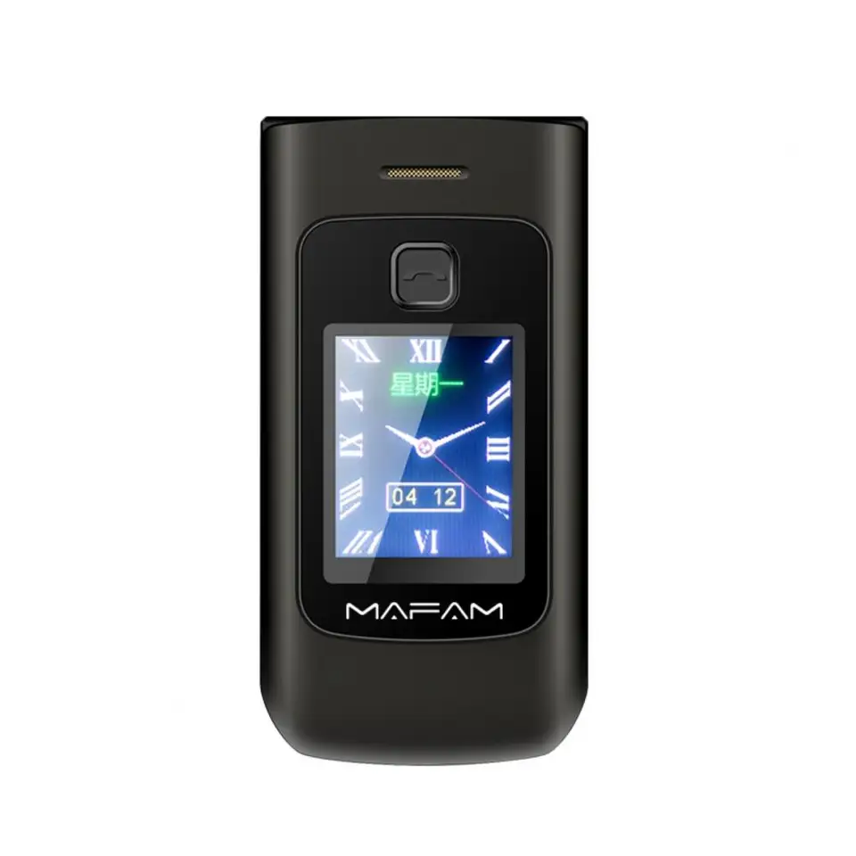 Mafam F301 Skladaný seniorský mobilný telefón duálny displej SOS Rýchle rýchle hovory Veľké obrazovky Torch Ruský kľúč Loud zvuk FM ľahko pracuje