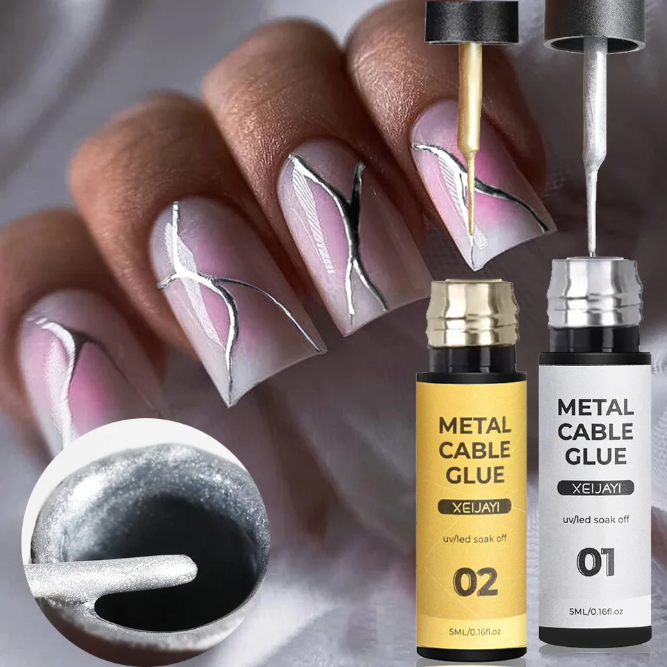 Mafanails 5 ml kovová vložka gél na nechty lak na nechty Chrome Super svetlé zrkadlo Efekt maľba kresba linka francúzsky gél na nechty lak
